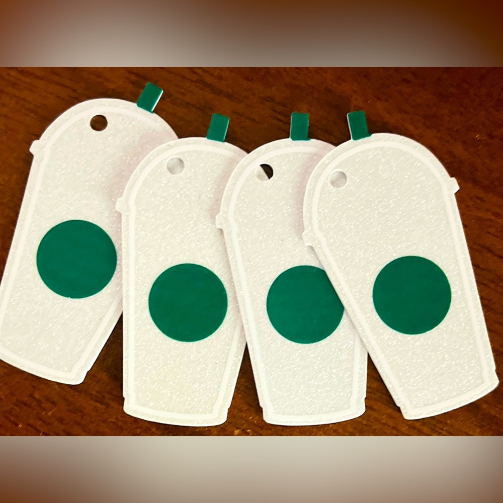Lot of 4 NEW Starbucks Keychain Cards shaped like a cold drink